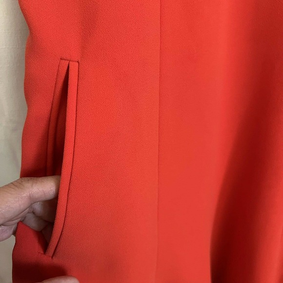 T BY ALEXANDER WANG Womens Red Matte Crepe Plunge A Line Dress Sz S Pockets - Picture 4 of 6